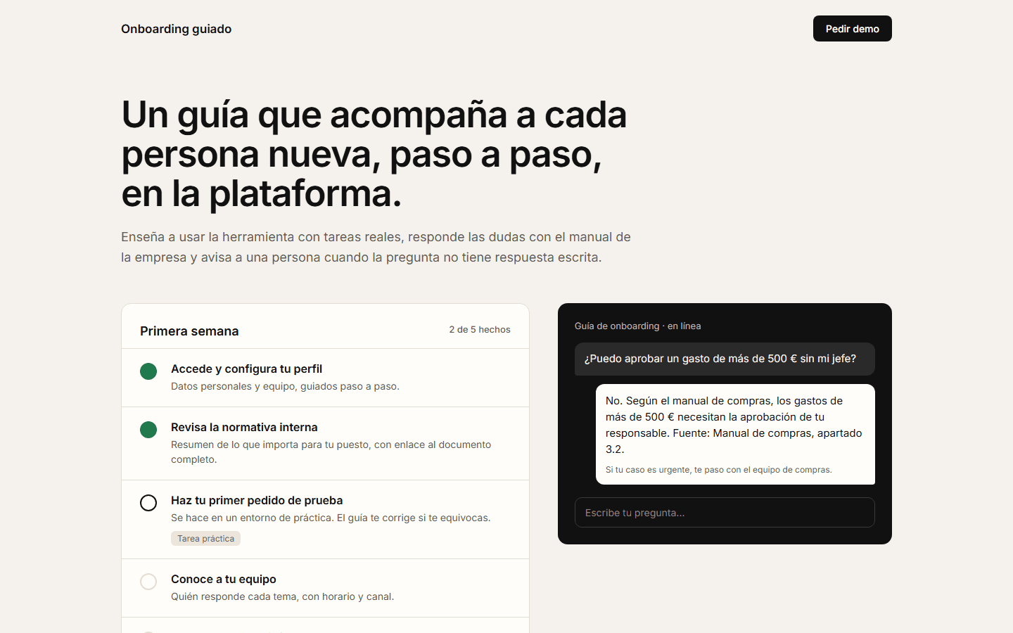 Captura de Onboarding guiado
